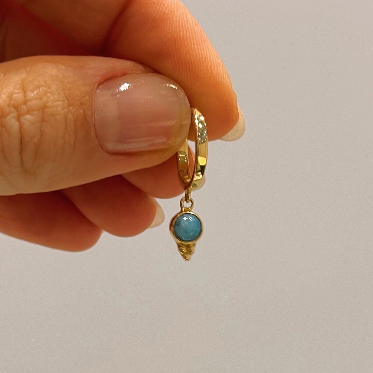 PREORDER Mini Kreole mit Larimar Anhänger ✨ vergoldet - Tropical Tribe