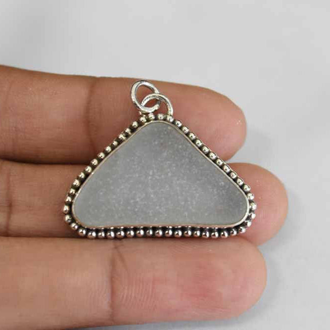 Kette mit Meerglas und Silberperlen - Tropical Tribe