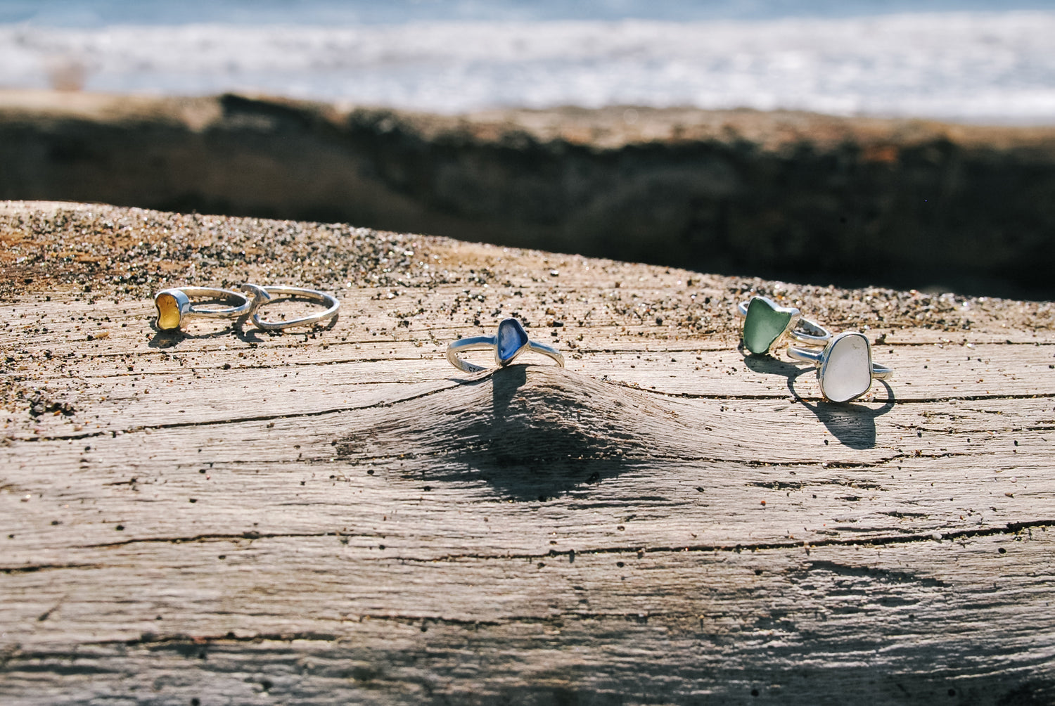 Silberring mit braunem Meerglas - Tropical Tribe