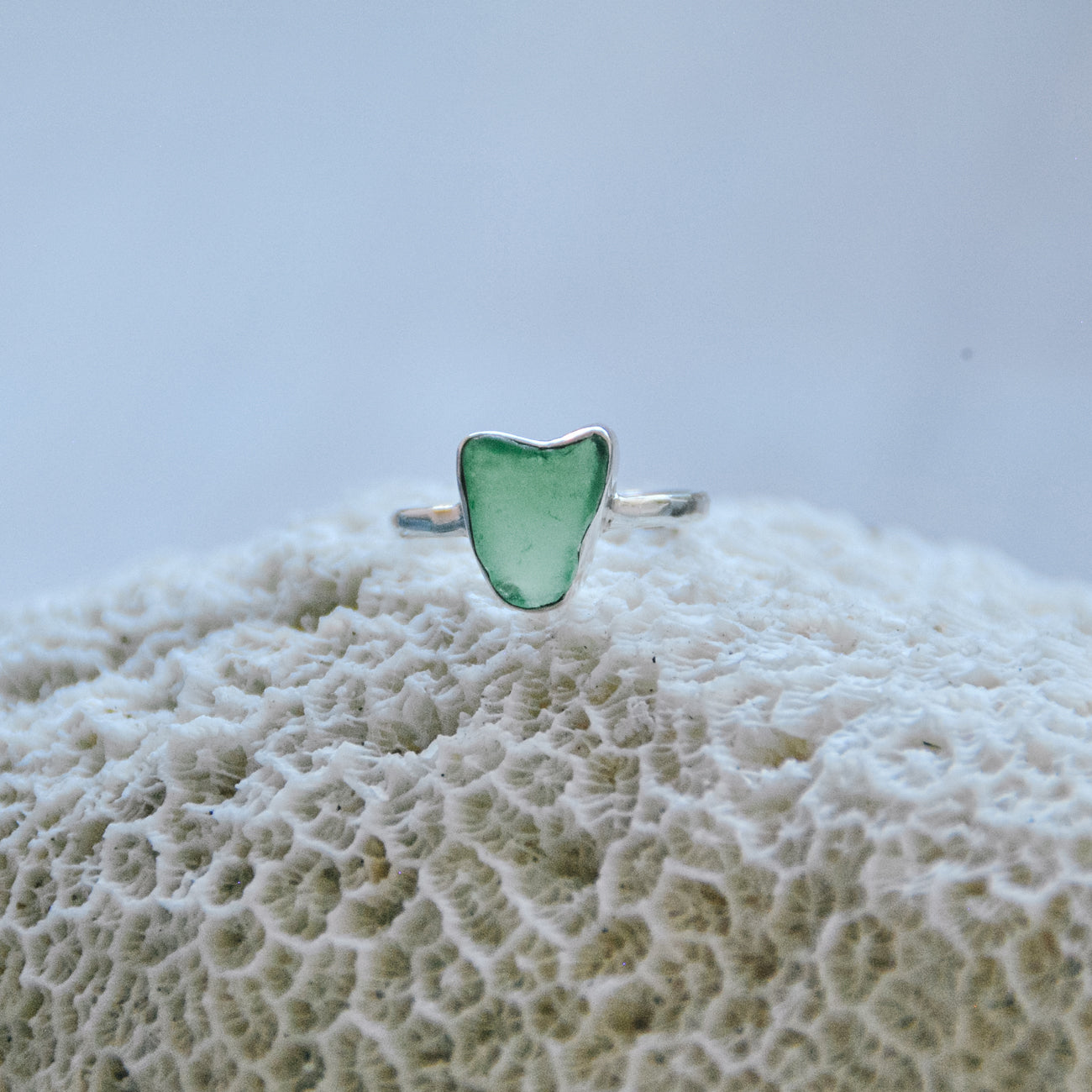 Silberring mit grünem Meerglas