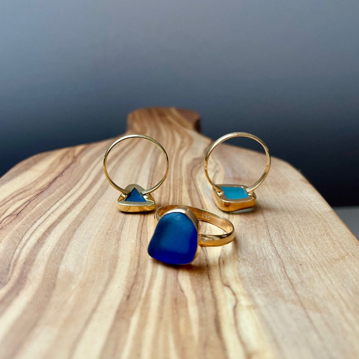 Ring mit blauem Meerglas ✨ vergoldet - Tropical Tribe