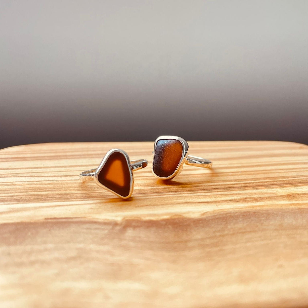 Silberring mit braunem Meerglas - Tropical Tribe