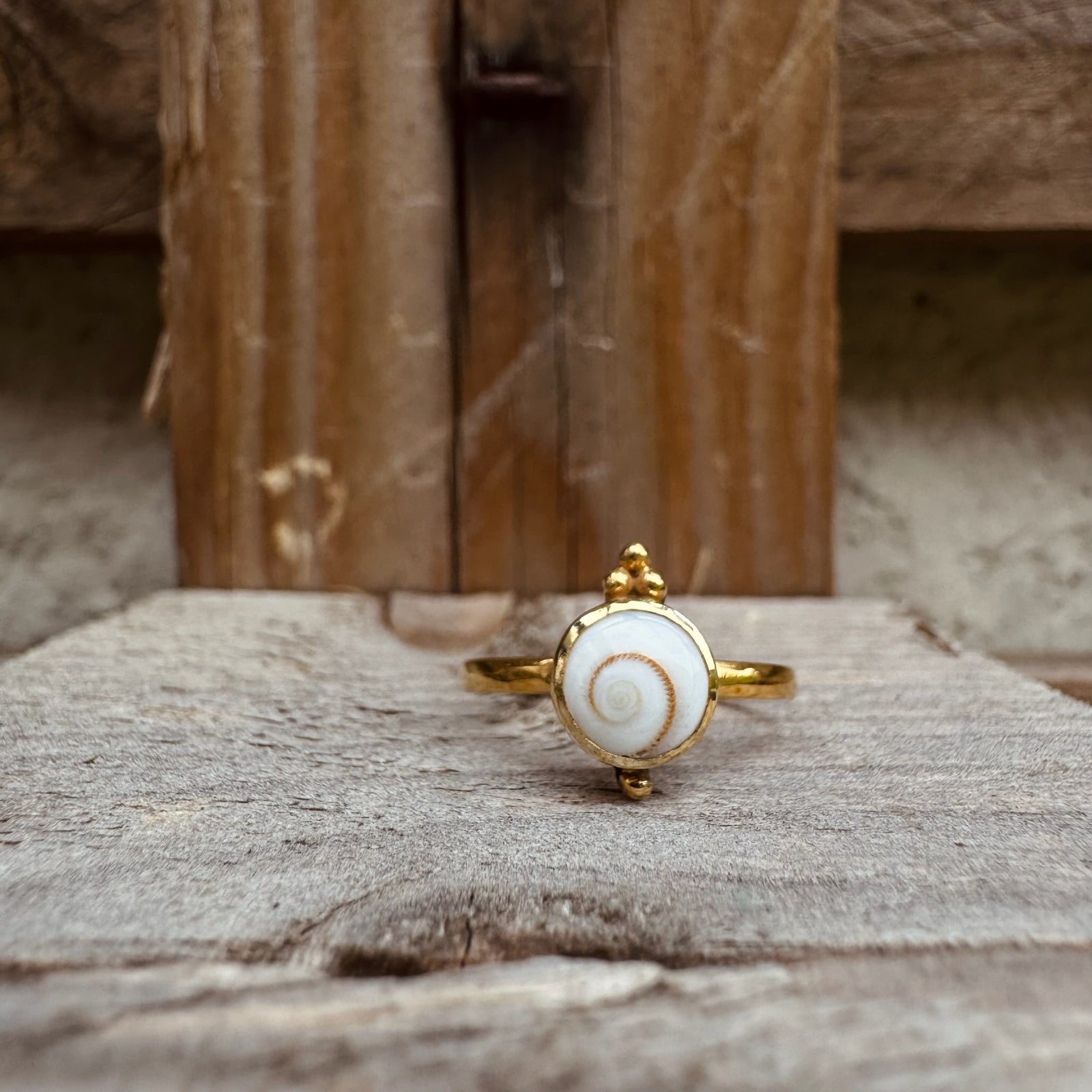 Ring mit kleiner Shiva Muschel und Perlen ✨ vergoldet - Tropical Tribe