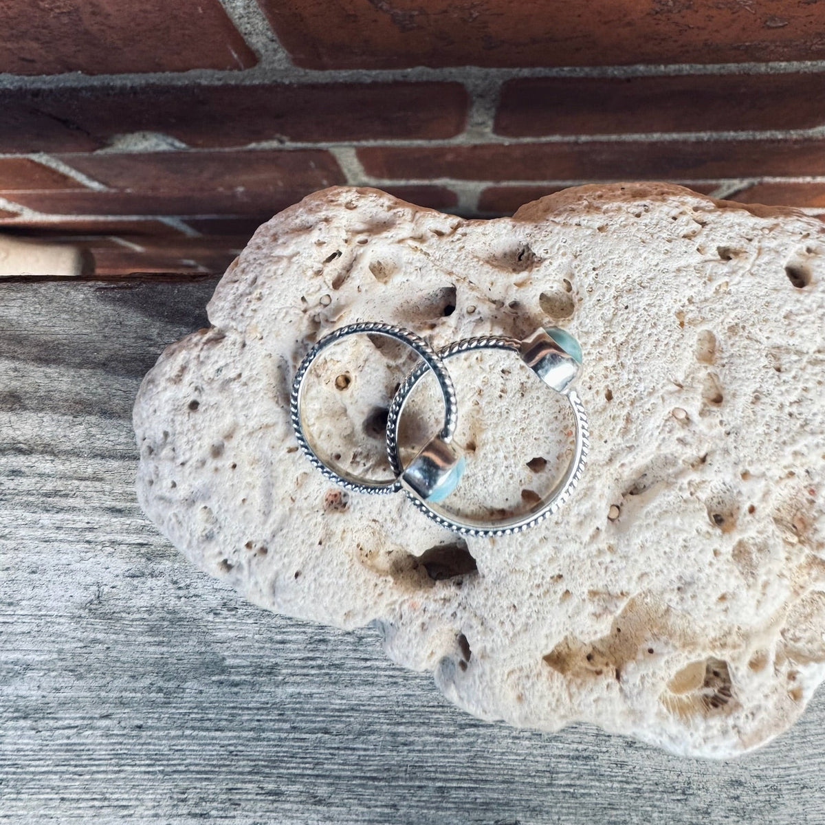 Geflochtener Stacking Ring mit Larimar - Tropical Tribe