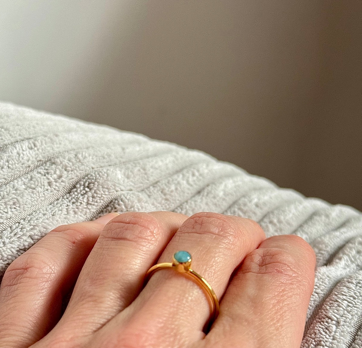 Stacking Ring mit Larimar ✨ vergoldet - Tropical Tribe