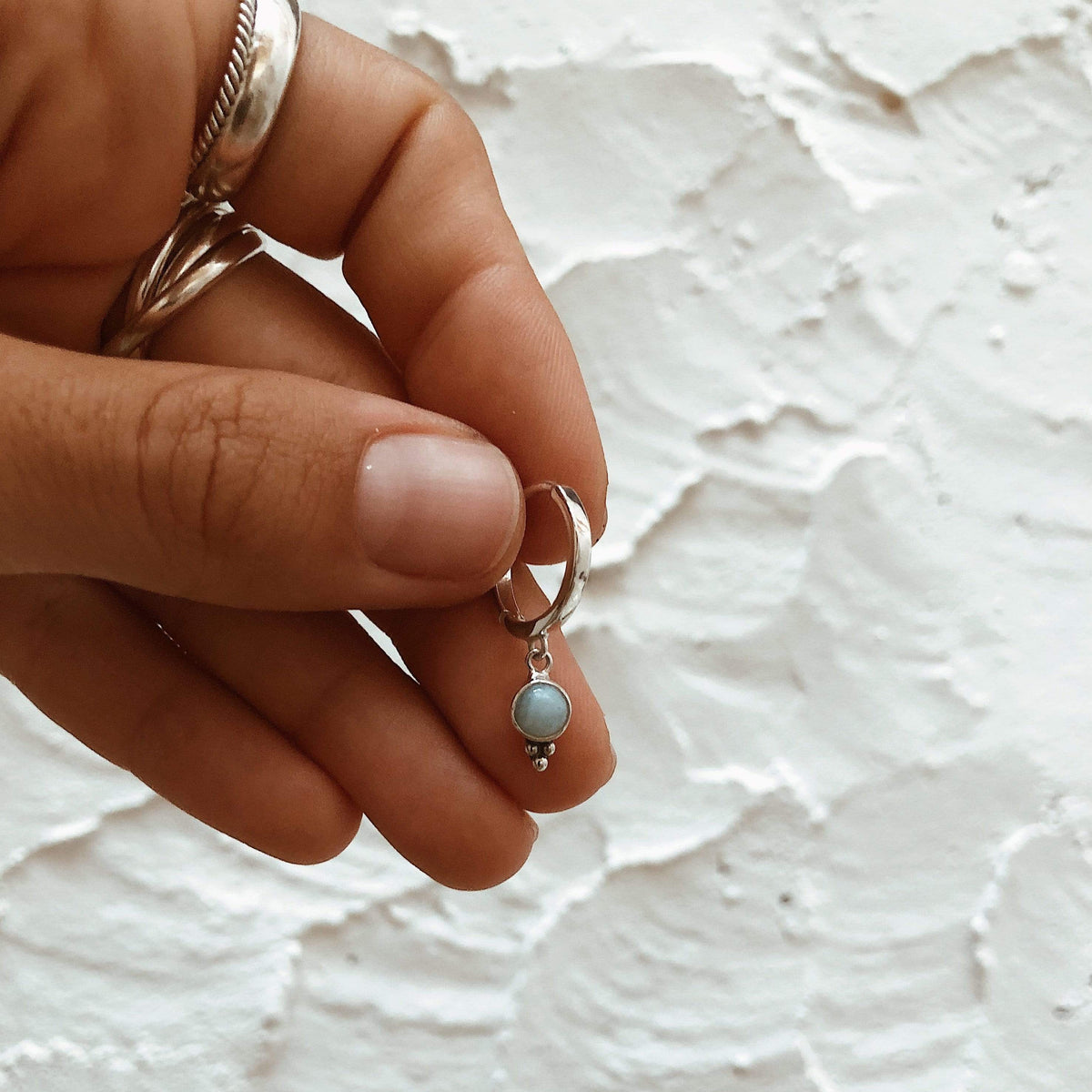 Mini Kreole mit Larimar Anhänger - Tropical Tribe