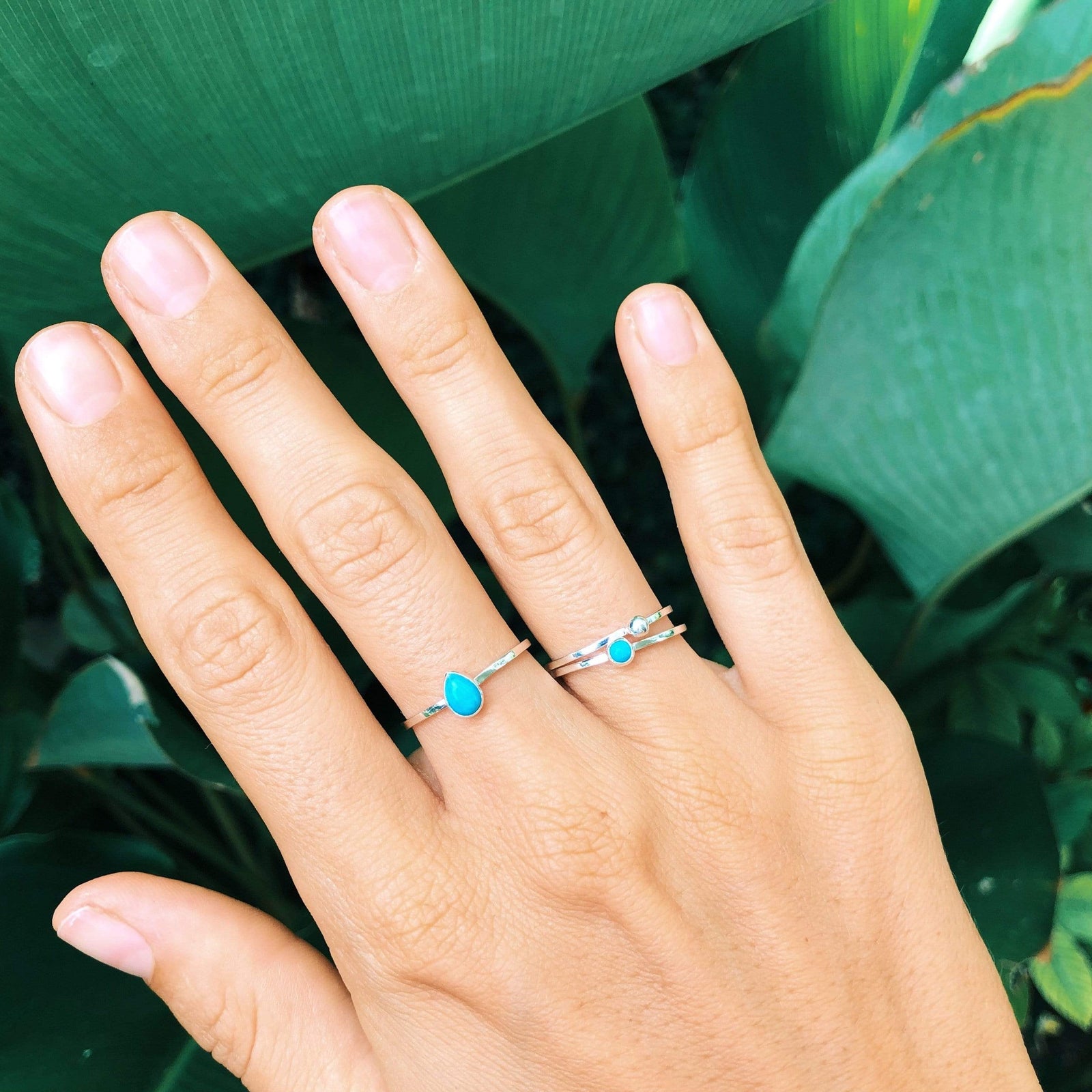 Stacking Ring mit Türkis Edelstein - Tropical Tribe