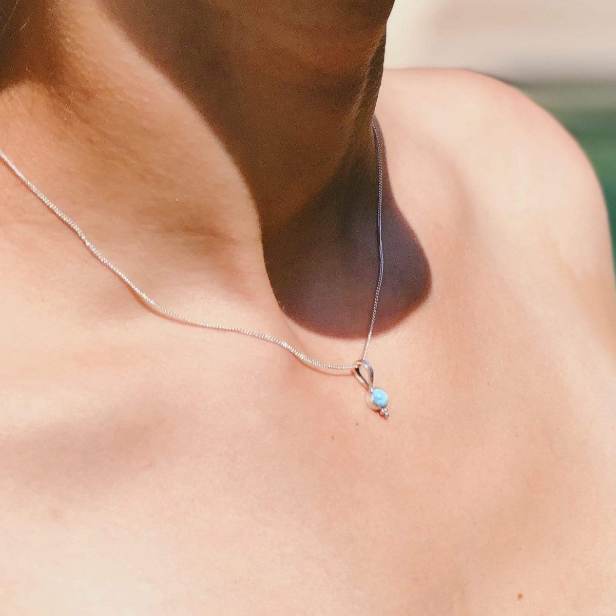 Larimar Kette mit Silber Perlen - Tropical Tribe