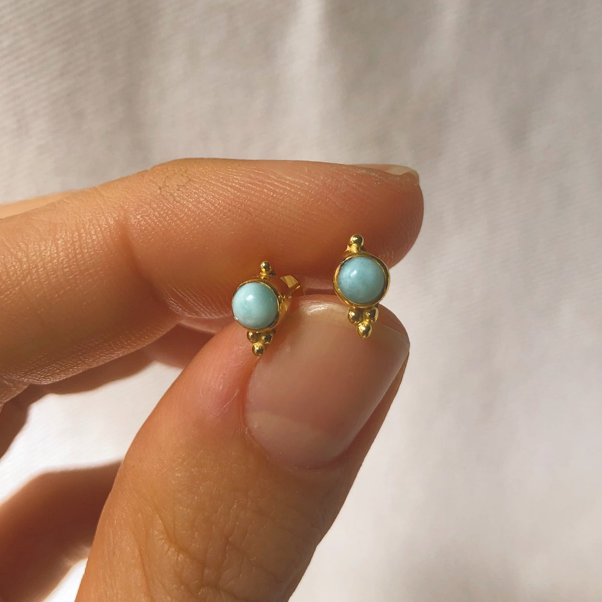 Larimar Ohrstecker ✨ vergoldet - Tropical Tribe