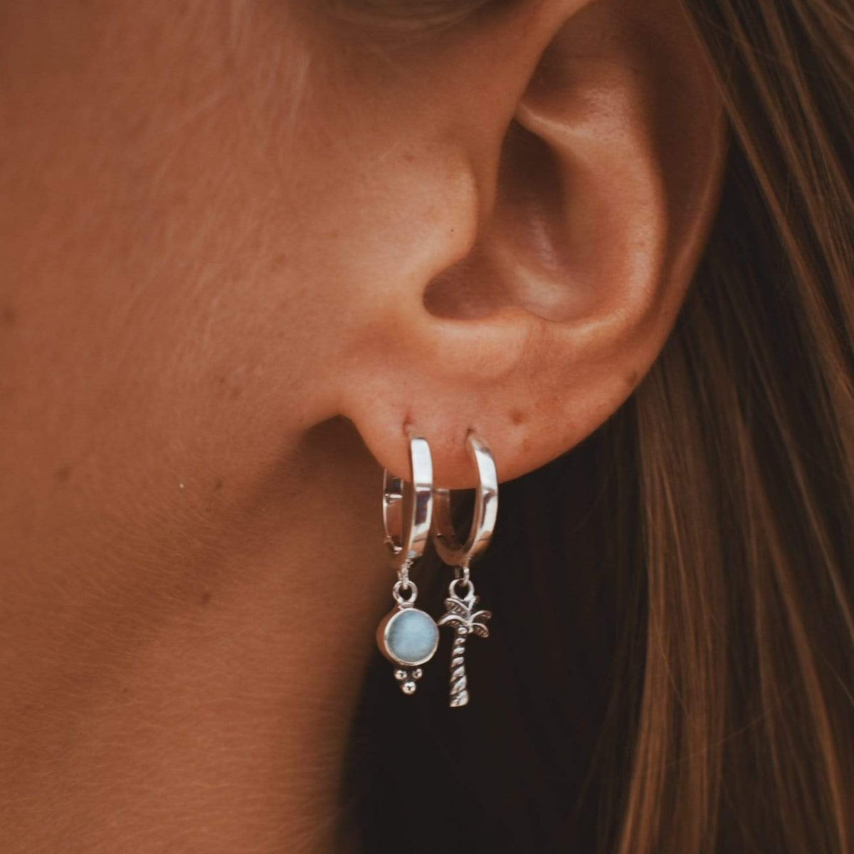 Mini Kreole mit Larimar Anhänger - Tropical Tribe