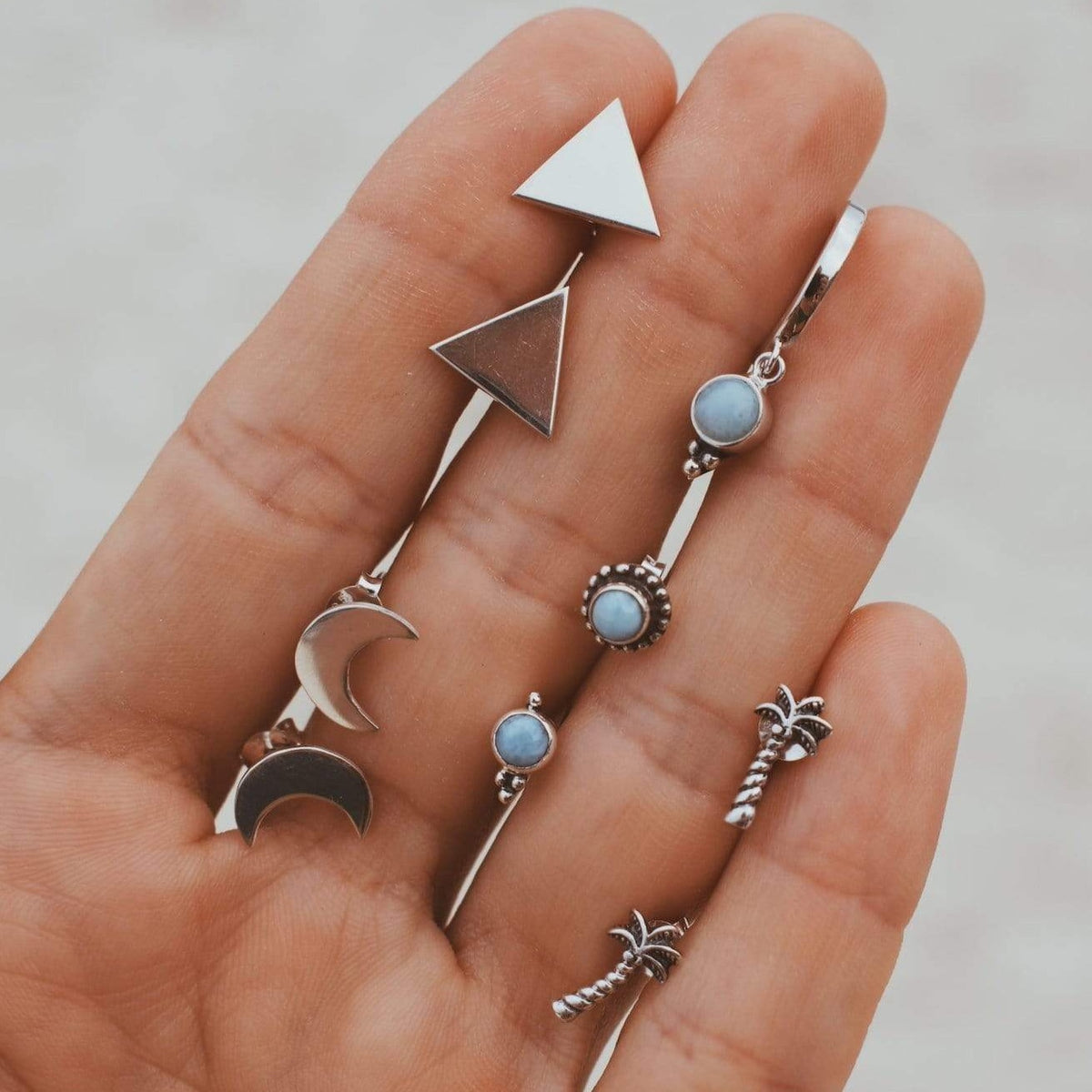 Mini Kreole mit Larimar Anhänger - Tropical Tribe