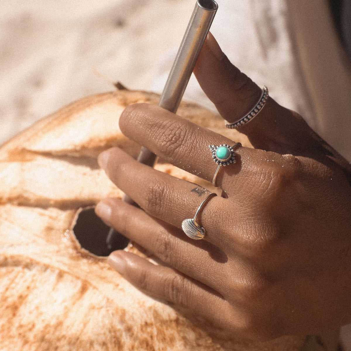 Schlichter Ring mit Silber Perlen - Tropical Tribe