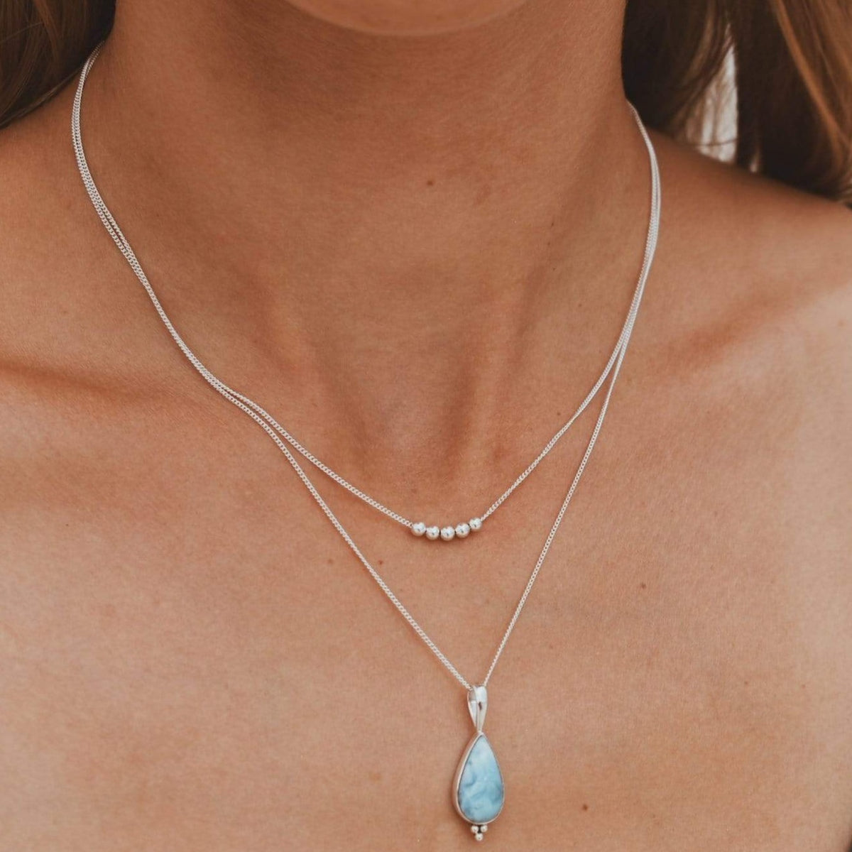 Schlichte Kette mit Silber Perlen - Tropical Tribe