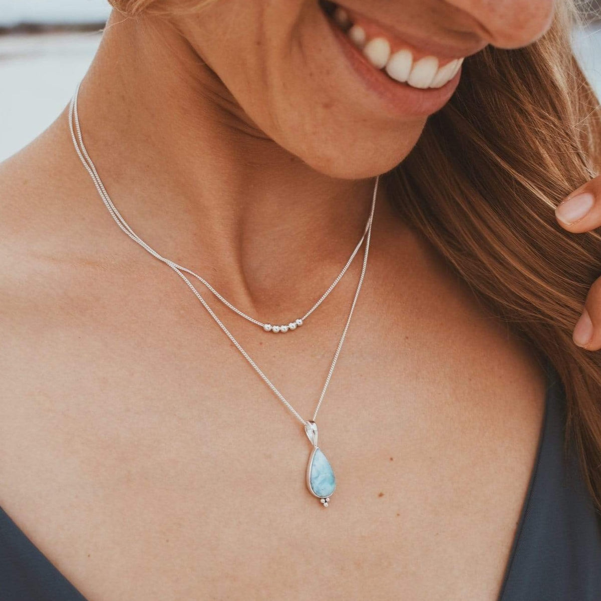 Schlichte Kette mit Silber Perlen - Tropical Tribe