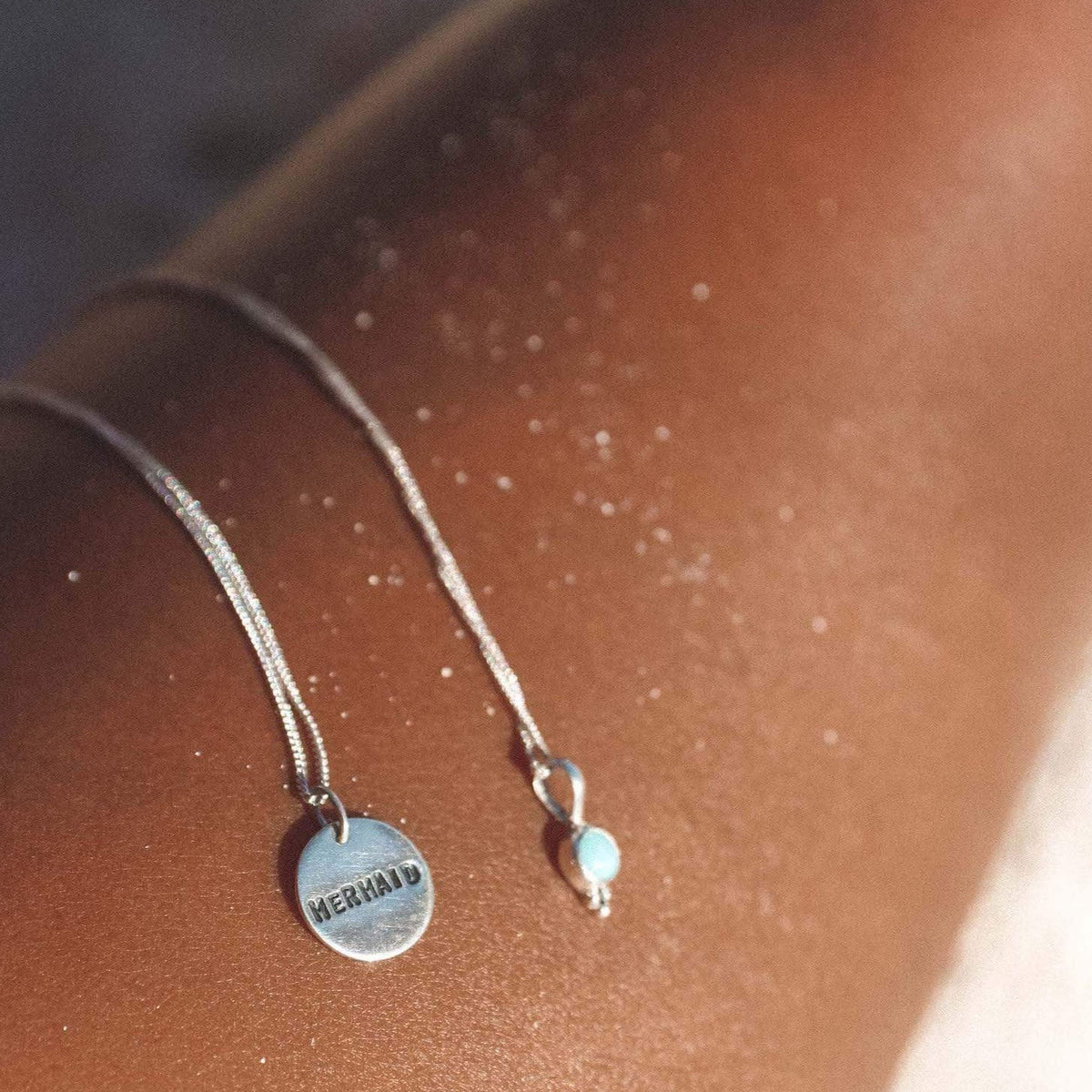 Larimar Kette mit Silber Perlen - Tropical Tribe