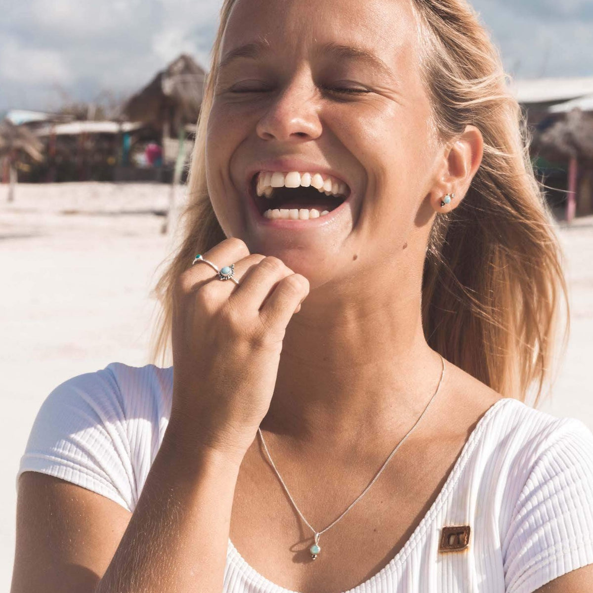 Larimar Kette mit Silber Perlen - Tropical Tribe