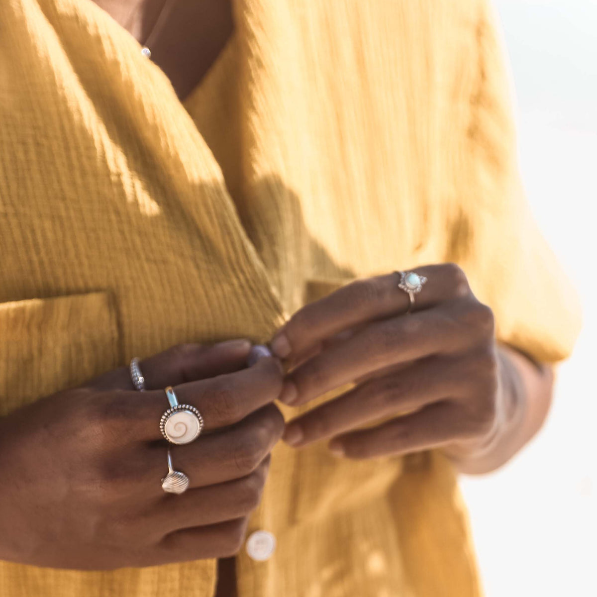 Schlichter Ring mit Silber Perlen - Tropical Tribe