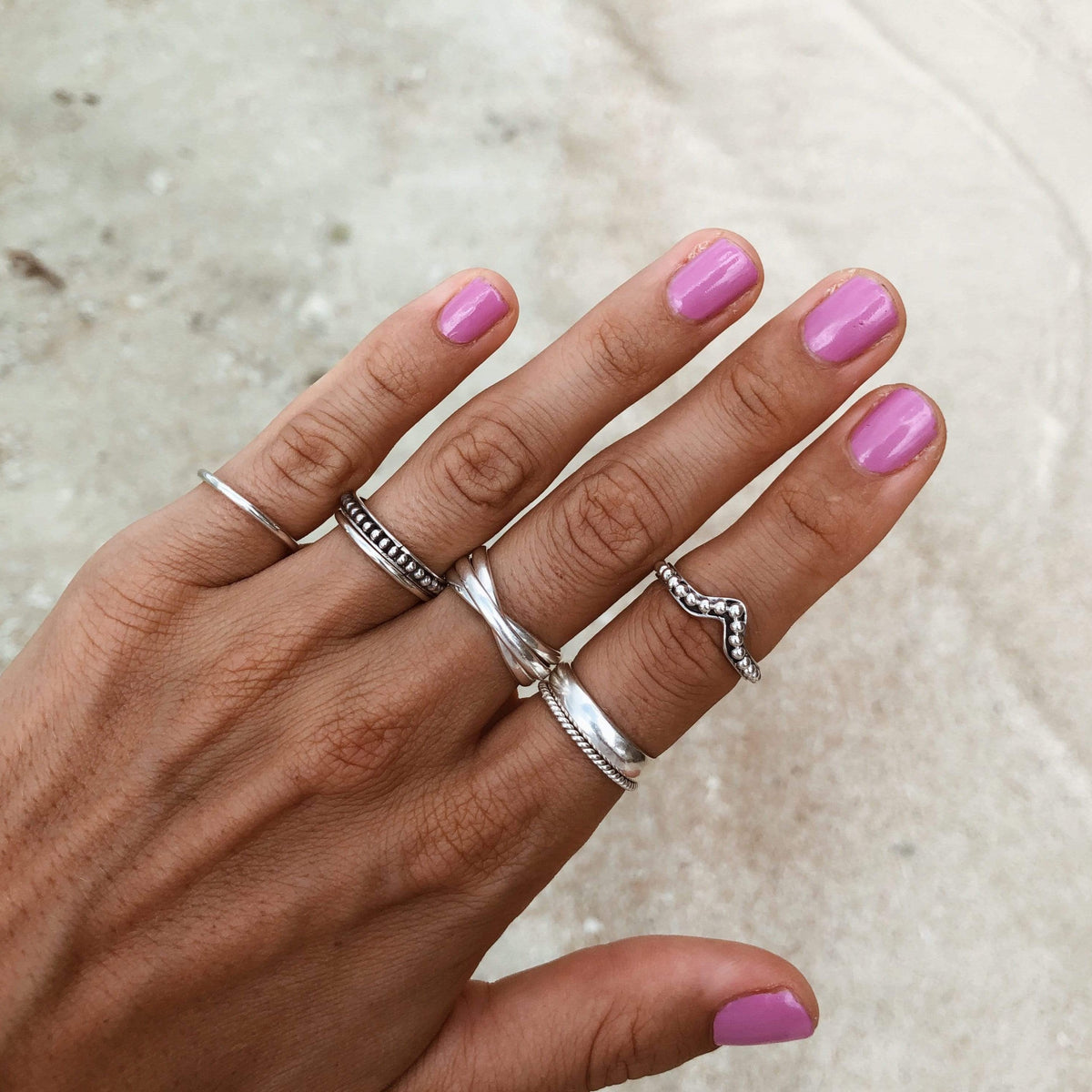 Schlichter Ring mit Silber Perlen - Tropical Tribe